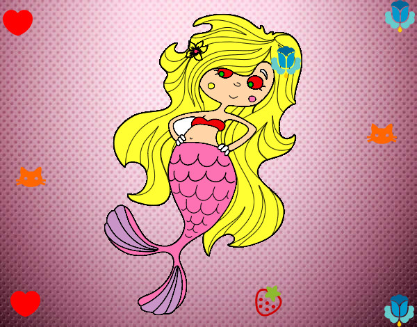Dibujo Sirena con los brazos en la cardera pintado por IARAFLOR