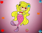 Dibujo Sirena con los brazos en la cardera pintado por IARAFLOR