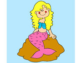 Dibujo Sirena sentada en una roca pintado por ariannydgd