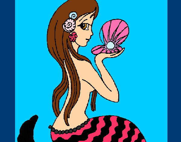 Dibujo Sirena y perla pintado por Kitty_Hair