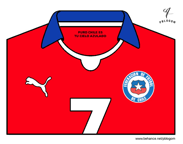 Dibujo Camiseta del mundial de fútbol 2014 de Chile pintado por ThiaBia