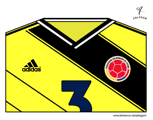 Dibujo Camiseta del mundial de fútbol 2014 de Colombia pintado por ThiaBia
