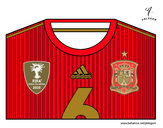 Dibujo Camiseta del mundial de fútbol 2014 de España pintado por ThiaBia