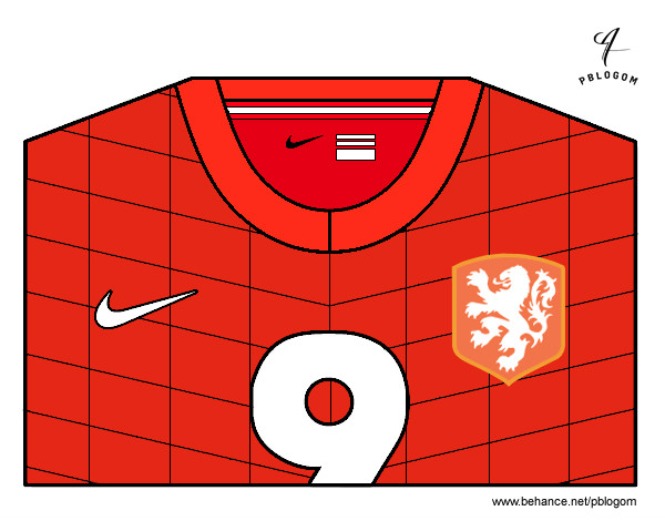 Dibujo Camiseta del mundial de fútbol 2014 de Holanda pintado por ThiaBia
