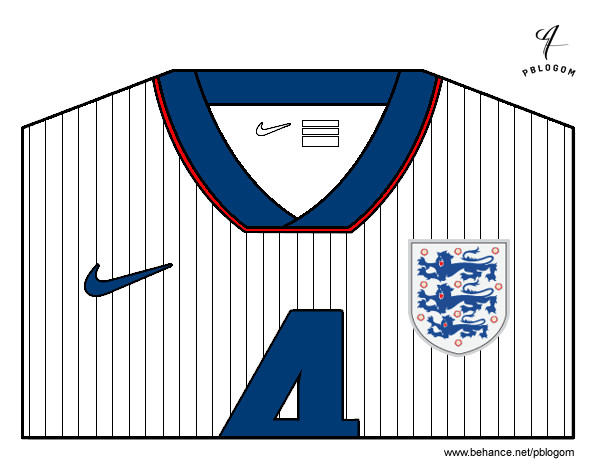 Dibujo Camiseta del mundial de fútbol 2014 de Inglaterra pintado por ThiaBia