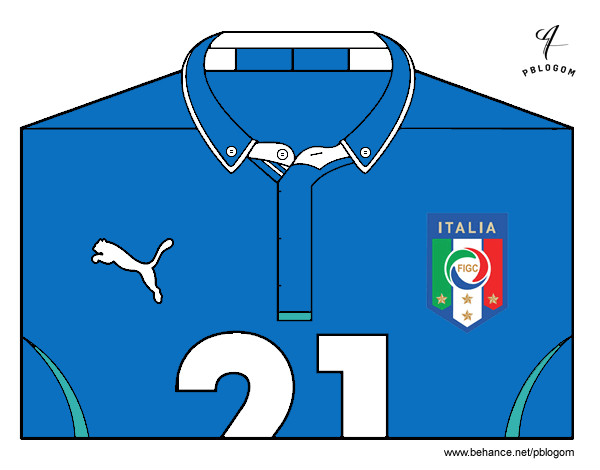 Dibujo Camiseta del mundial de fútbol 2014 de Italia pintado por ThiaBia