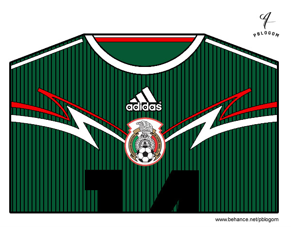 Dibujo Camiseta del mundial de fútbol 2014 de México pintado por ThiaBia
