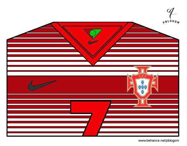 Dibujo Camiseta del mundial de fútbol 2014 de Portugal pintado por MARIADELM