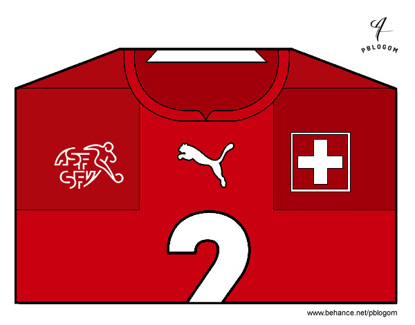 Dibujo Camiseta del mundial de fútbol 2014 de Suiza pintado por ThiaBia