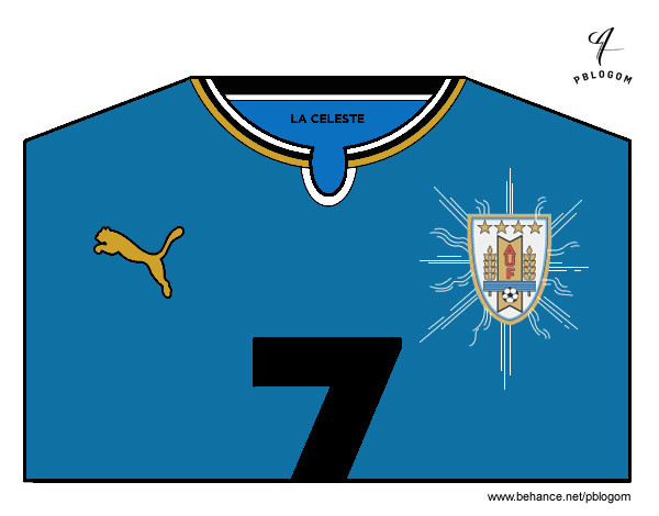 Dibujo Camiseta del mundial de fútbol 2014 de Uruguay pintado por ThiaBia