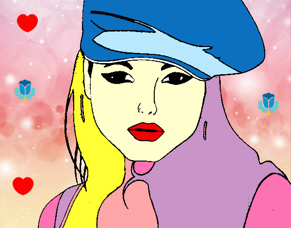 Dibujo Chica con boina pintado por TAKEN