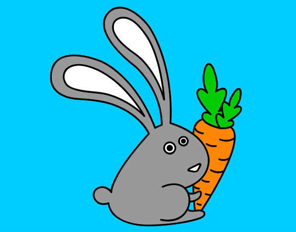 Dibujo Conejo con zanahoria pintado por KEISI