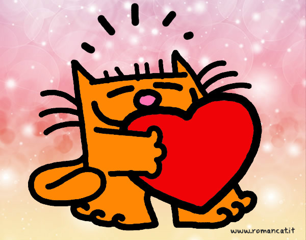 Dibujo El gato y el corazón pintado por fabiioolaa