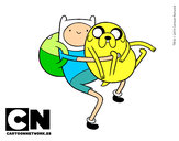 Dibujo Finn y Jake abrazados pintado por golem200