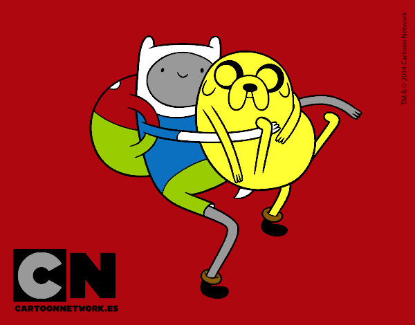 Dibujo Finn y Jake abrazados pintado por Jesanvaz