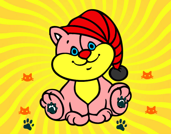 Dibujo Gato con gorro pintado por Peeter  