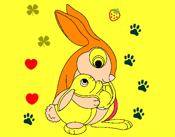 Dibujo Madre conejo pintado por caturrit
