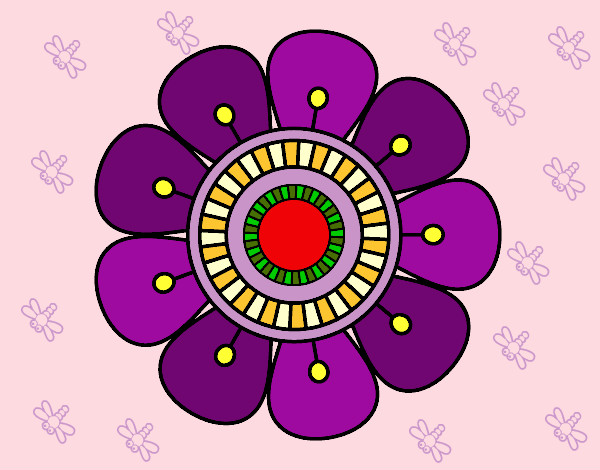 Dibujo Mandala en forma de flor pintado por macheli