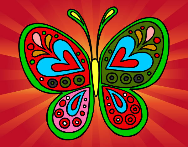 Dibujo Mandala mariposa pintado por fortuna
