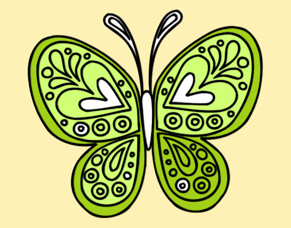 Dibujo Mandala mariposa pintado por mans