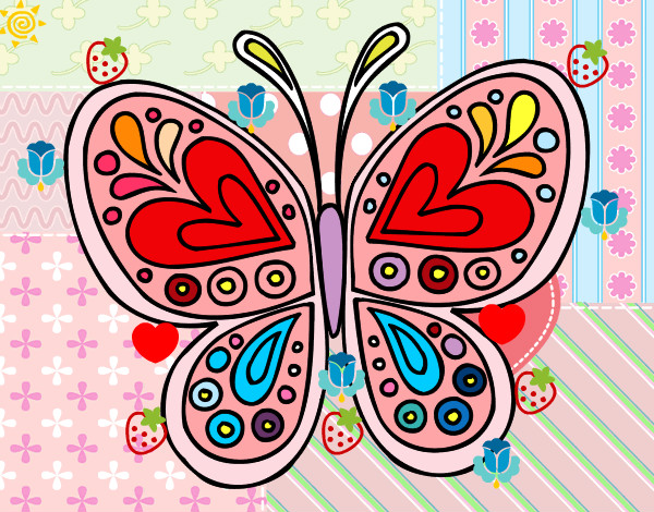 Dibujo Mandala mariposa pintado por MonicaMil