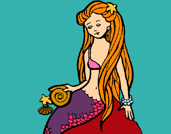 Dibujo Sirena con caracola pintado por elisan