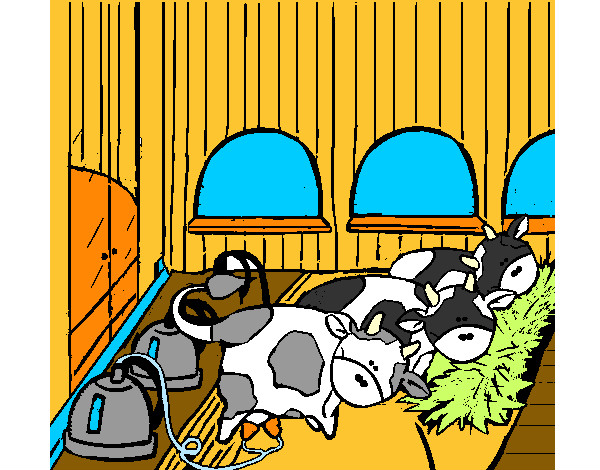 Dibujo Vacas en el establo pintado por sufrit