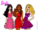 Dibujo Barbie y sus amigas vestidas de fiesta pintado por vanesame