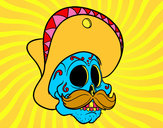 Dibujo Calavera mejicana con bigote pintado por parovaser