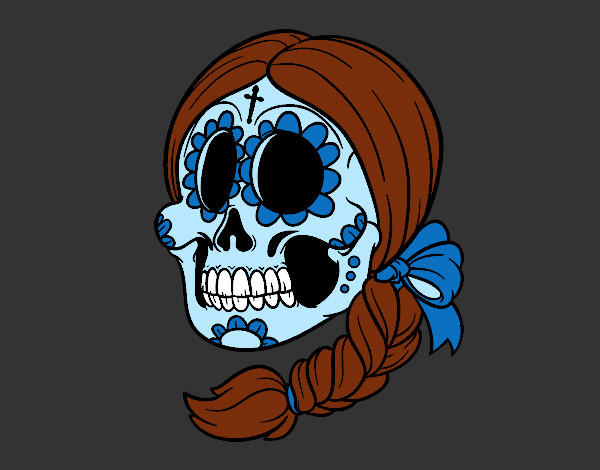 Dibujo Calavera mejicana con trenza pintado por elisanche7