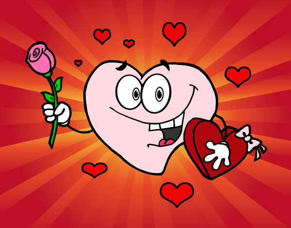Dibujo Corazón con caja de bombones pintado por apofa