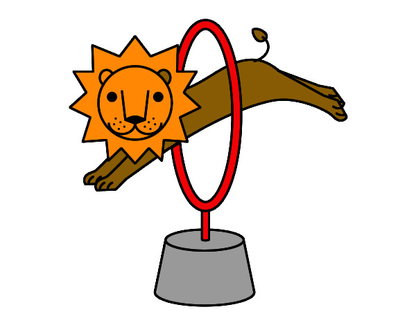 Dibujo León saltando pintado por lean4