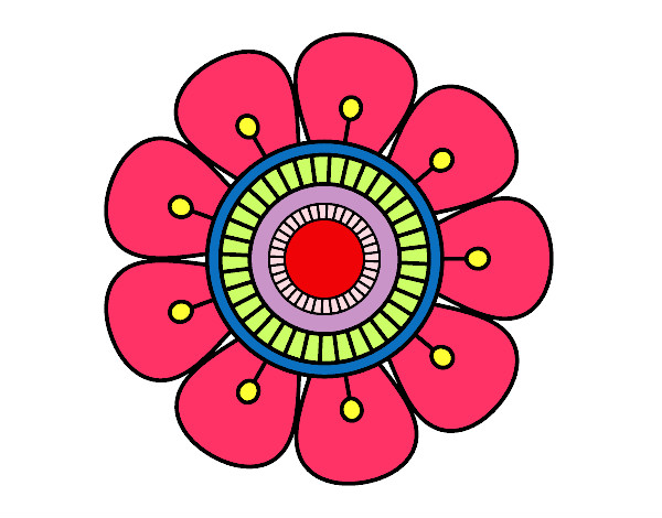Dibujo Mandala en forma de flor pintado por danay1