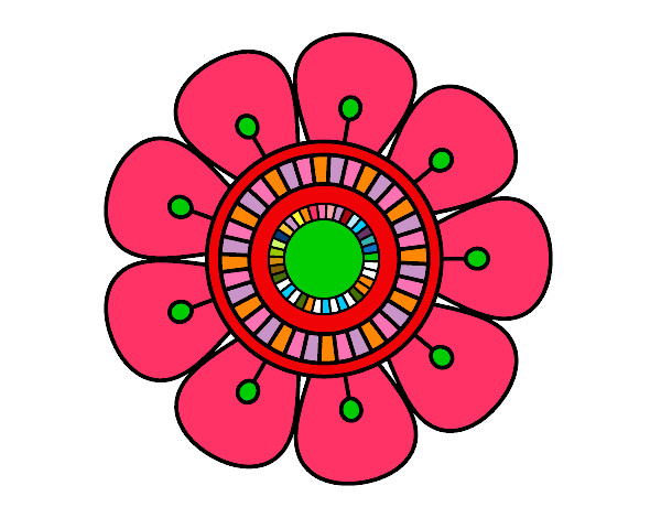 Dibujo Mandala en forma de flor pintado por wescania
