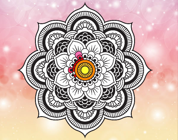 Dibujo Mandala flor oriental pintado por witch