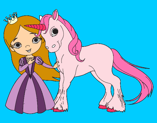 Dibujo Princesa y unicornio pintado por anabel123
