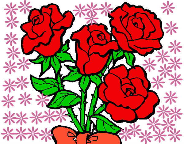 Dibujo Ramo de rosas pintado por marianitta