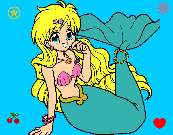 Dibujo Sirena 1 pintado por flor12