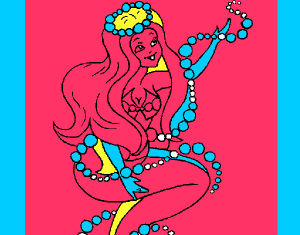 Dibujo Sirena entre burbujas pintado por maicaya