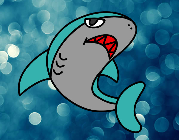 Dibujo Tiburón nadando pintado por jackylucas