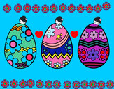 Dibujo Tres huevos de pascua pintado por kikogomez