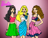 Dibujo Barbie y sus amigas vestidas de fiesta pintado por toyito