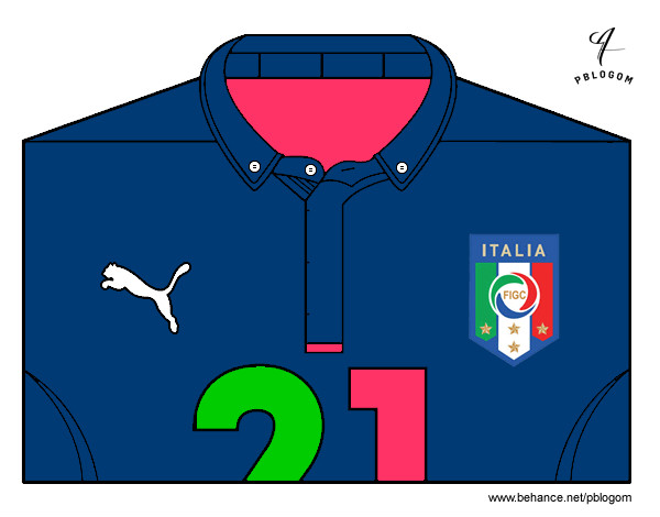 Dibujo Camiseta del mundial de fútbol 2014 de Italia pintado por valera