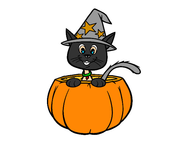 Dibujo Gatito de Halloween pintado por gatitohall