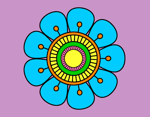 Dibujo Mandala en forma de flor pintado por maclau