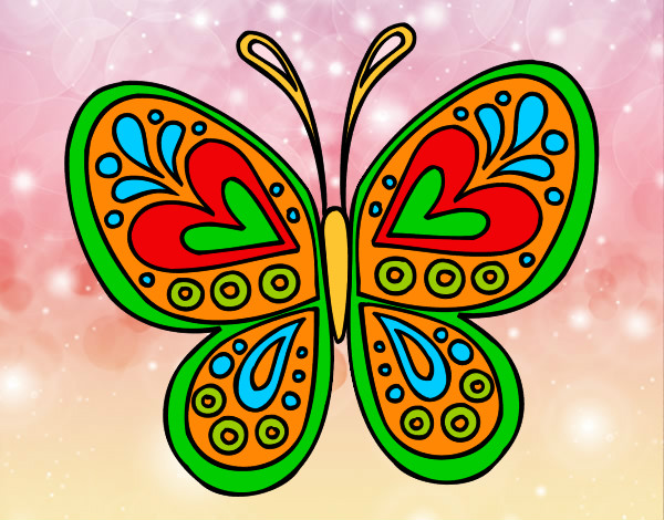 Dibujo Mandala mariposa pintado por ludellis