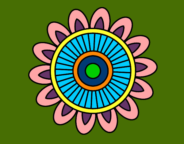 Dibujo Mandala solar pintado por maclau