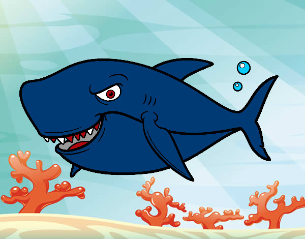 Dibujo Tiburón dentudo pintado por lesang
