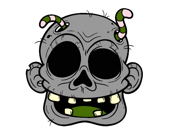 Dibujo Cara de zombie con gusanos pintado por vampirocam