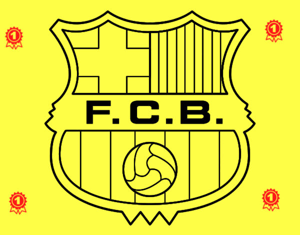 Dibujo Escudo del F.C. Barcelona pintado por oooo